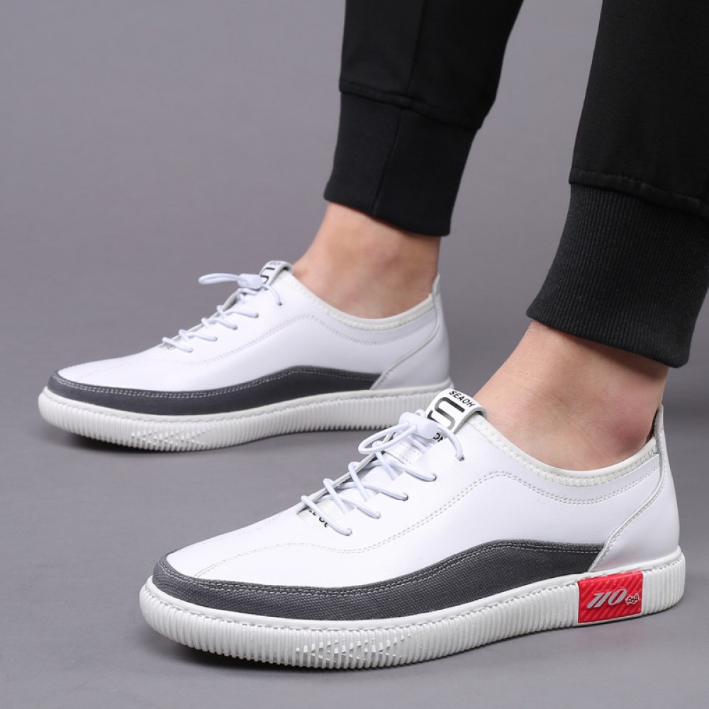 Autumn New Leather White Breathable One-Foot Casual Shoes Lazy Shoes Trendy Men's